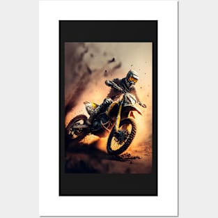 Fast Dirt bike rider on mars W/ mud CGI style Posters and Art